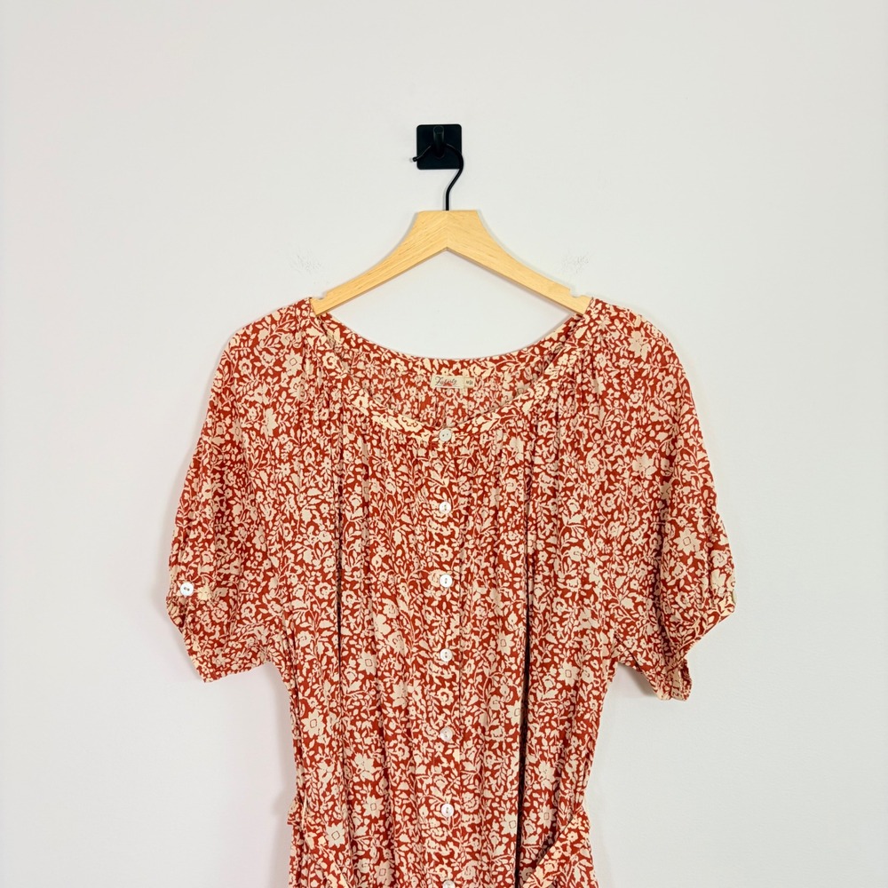 Faherty Carmel Floral Organic Cotton Midi Button Front Shirtdress Medium Coastal - Picture 4 of 12